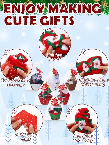 Image of Glitopper 24 Pairs Christmas Cupcake Fuzzy Socks Gift Cartoon Plush Fluffy Slipper Socks Winter Warm Socks for Women Holiday Soft Sleeping Sock for Unisex Adult Coworkers Christmas Gift