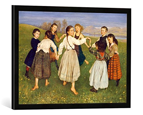 Impression d'art Hans Thoma La Ronde cadre noir mat 70x50 décoration murale enfant - 2