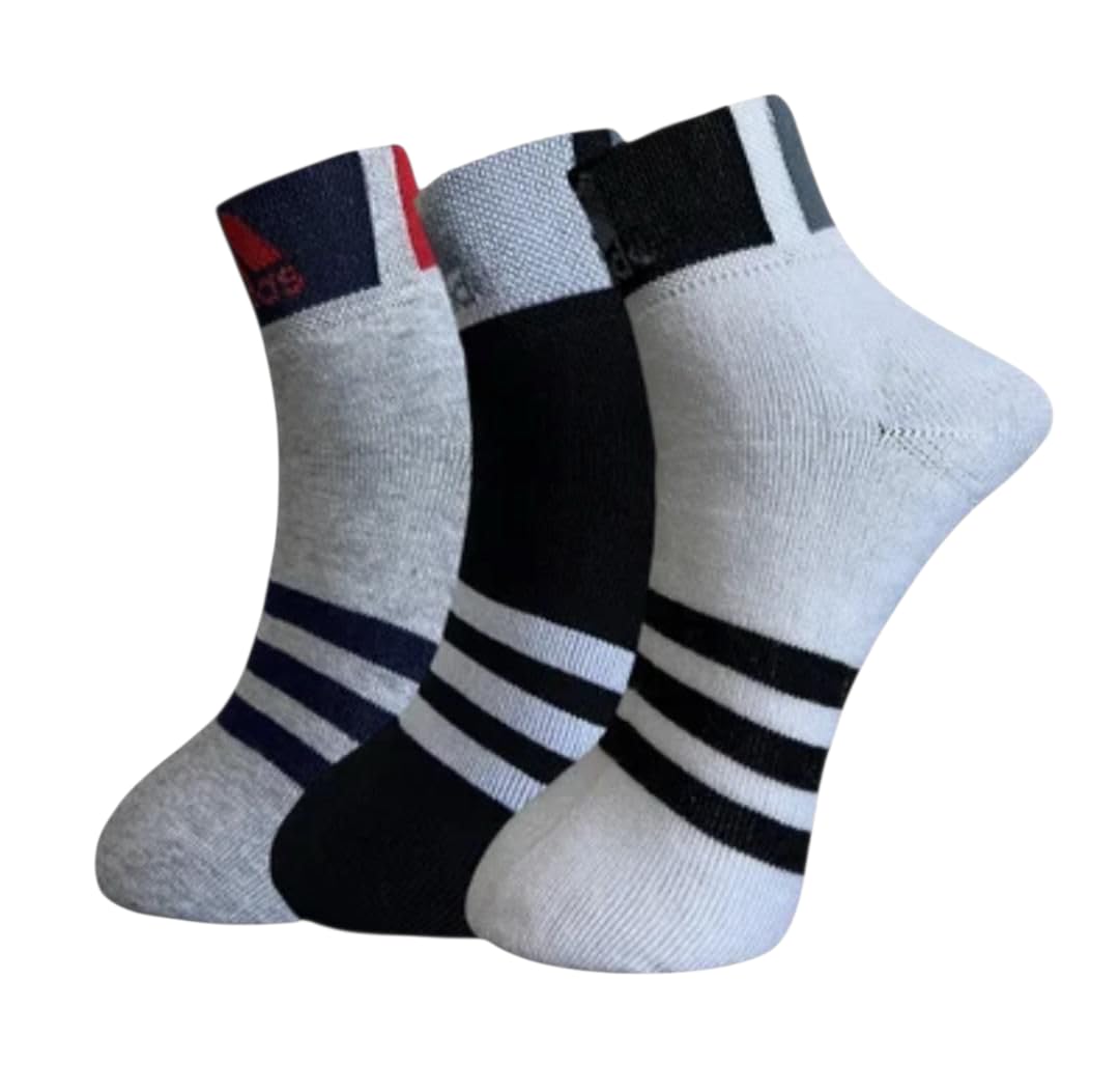 Trendy Men's Ankle Socks, Moisture-Wicking, Athletic Training, Breathable Daily-Wear/Running/Gym/Training Ankle Socks (Pack of 3) (Mens adi sockes pack of 3_tm)-picture-59