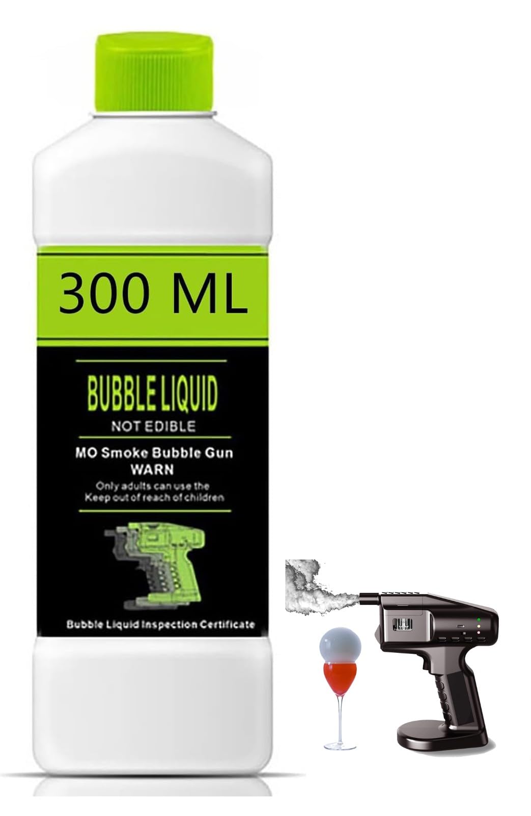 BLUEZY Liquide À Bulles, 300 ML Mini Pistolet À Fumée À Cocktail Bubble Solution À Bulles S'applique À Pistolet À Bulles Accessories-Huile Essentielle pour Cocktail Pistolet Aromatique A
