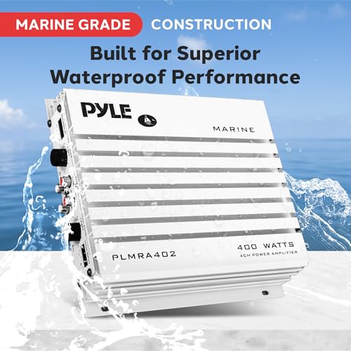 Pyle Hydra Marine 400W 4-Channel Amplifier - Waterproof with Dual MOSFET Power Supply - GAIN level Controls - RCA Input - LED Indicator - Compact Design for Boat/Vehicle Audio - PLMRA402 - Image 3