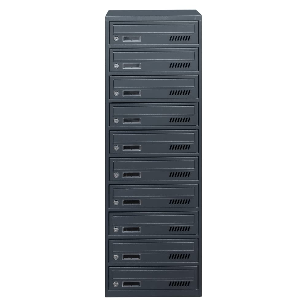Bloc de 10 Boite aux Lettres avec Fixation Murale Euro GDS 10 RAL 7016