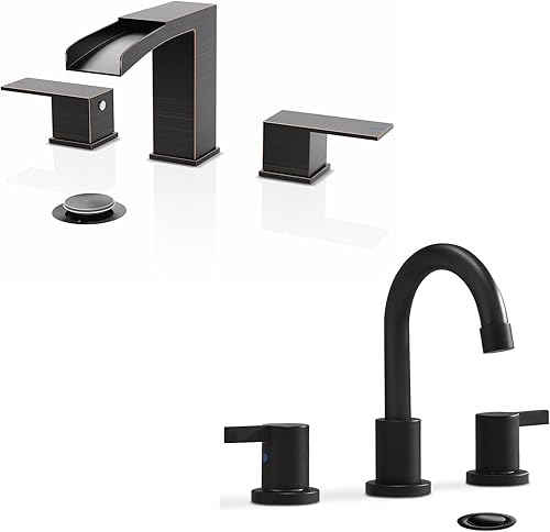 Phiestina 8 pulgadas generalizado 3 agujero 2 manija grifo del cuarto de baño, NS-WF02-1-ORB+WF015-1-MB