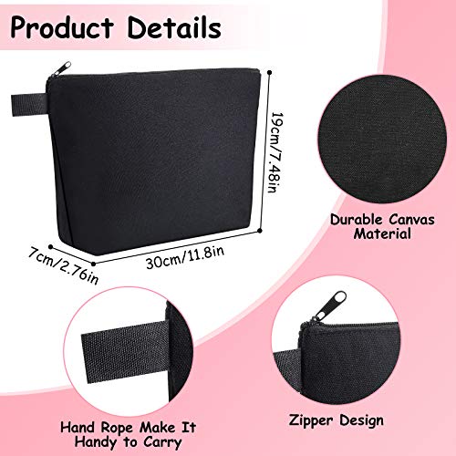 Weewooday 8 Pack Canvas Zipper Pouch Bulk Blank DIY Cosmetic Makeup Bags for Travel Toiletry Organized DIY Craft Coworker Teacher Employee Women Christmas Gifts(11.8 x 7.48 x 2.76 Inches,Black)2