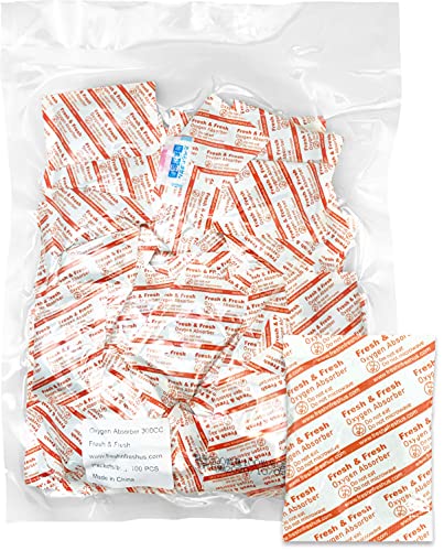 300 CC [100 Packets] Premium Oxygen Absorbers for Food Storage, Oxygen Scavengers Packets(1 Bag of 100 Packets) - ISO 9001 Certified Facility Manufactured Oxygen Absorbers