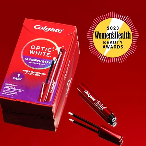 colgate optic white overnight teeth whitening pen hydrogen peroxide teeth whitening pen visibly whiter teeth in just 1 week when used as directed 21 whitening treatments 008 fl oz