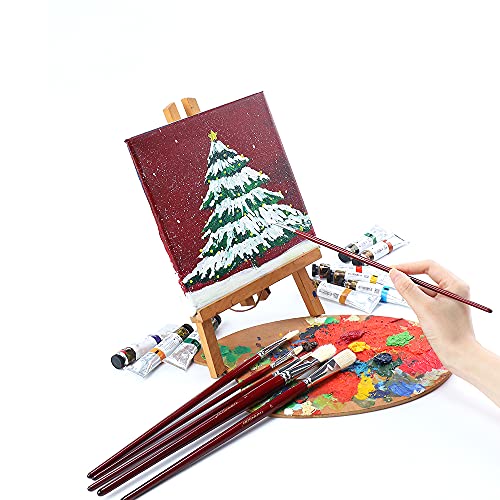 Transon Hog Bristle Filbert Paint Brush Set Long-Handle 6Pcs For Oil Acrylic Art Painting #TOP5