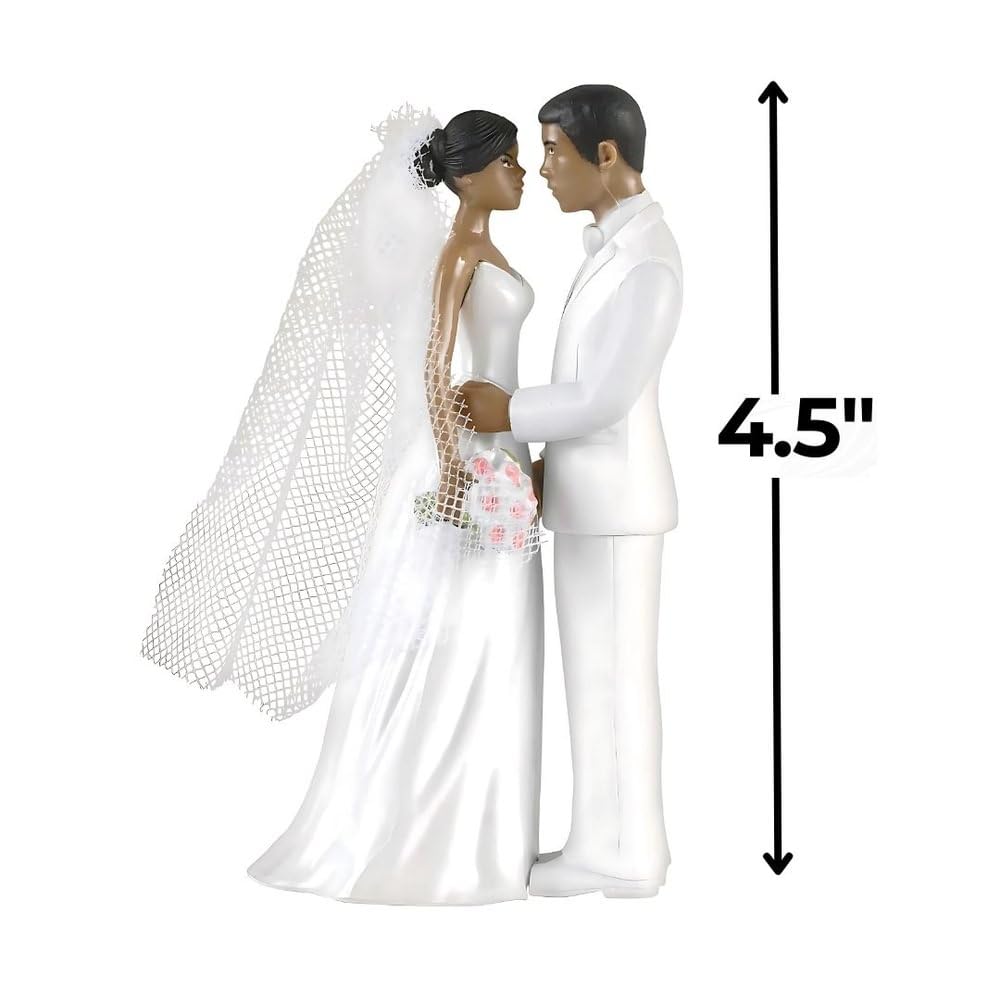 Eleganter afrikanischer amerikanischer Tortenaufsatz aus weißem Kunststoff, 11,4 cm, 1 Stück, einzigartige und stilvolle Tafeldekoration, perfekt für Hochzeiten, Verlobungen und Jubiläumsfeiern
