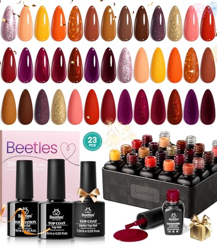 Beetles 23Pcs Fall Gel Nail Polish Kit Winter 20 Colors ...
