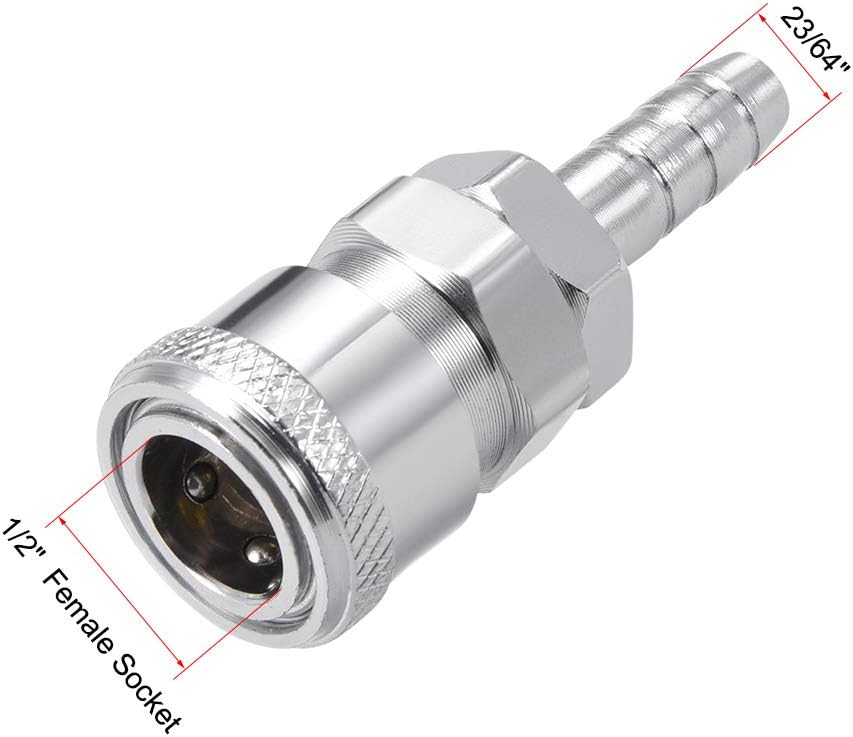 uxcell 1/2" Female Quick Disconnect 8mm Barb Hose, Air Compressor Hose Fitting, 2pcs