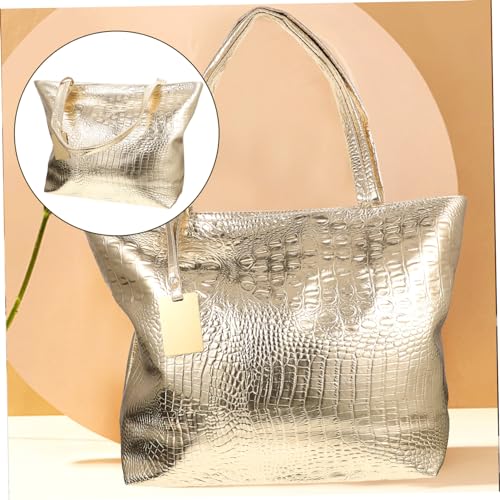 Bolso Satchel de PU para Mujer, 40x10x30 cm, Dorado miniatura 7