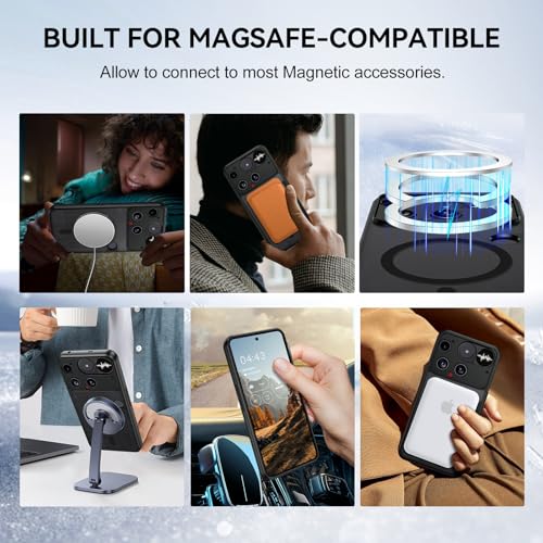 Image of GUAGUA for Nothing Phone 3 Case, [Compatible with MagSafe] Magnetic Anti-Scratch Translucent Matte Back Slim Shockproof Phone Cover for Nothing Phone 3,Black