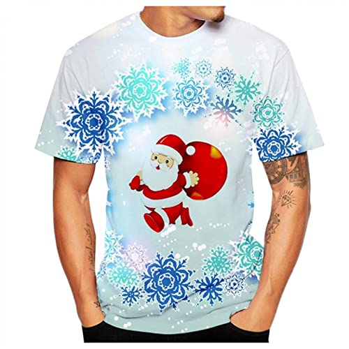 Zhiyao Camiseta de Navidad para hombre, regalo de Navidad, jersey de Papá Noel, disfraz de cosplay, ropa de calle, regalo ideal, 12-blanco, L