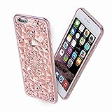 Iphone 7 Plus Case, Clear Crystal Sparkle 3D Diamond-shaped Design Flexible TPU Protective Case Slim fit Apple Iphone 7 Plus 5.5 Inch (Rose Gold)