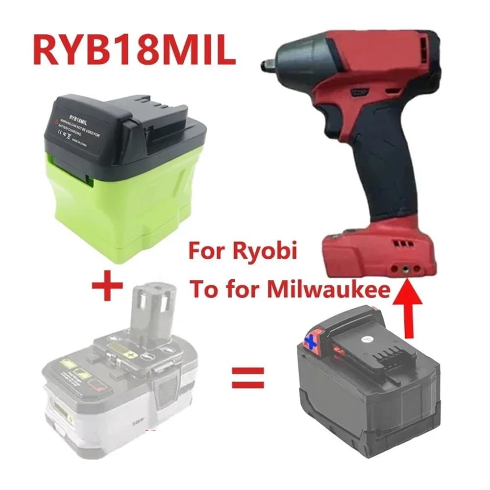 Kompatybilny z akumulatorami litowo-jonowymi Ni-Cd/mAh Ryobi Konwertuje na kompatybilny z narzędziami Makita/Dewalt/Milwaukee RYB18MT RYB20DW RYB18MIL Adapter baterii(RYB20DW)