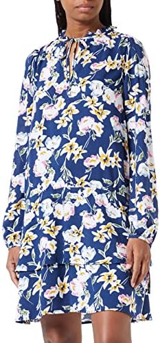 United Colors of Benetton Damen-Kleid, Blumenmuster Blau 67 V, XS