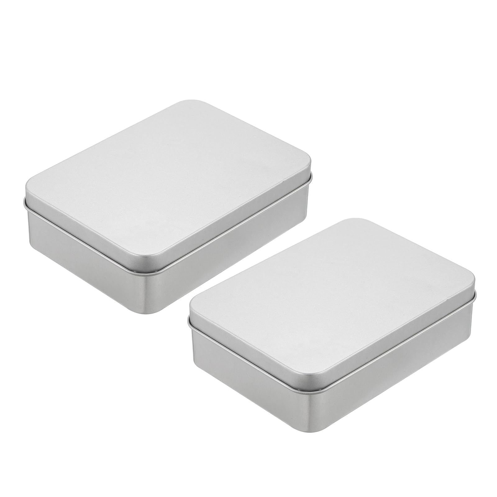 Amazon | uxcell 金属缶ケース 2個セット 12.5x9x3.5cm 銀色 ミニ