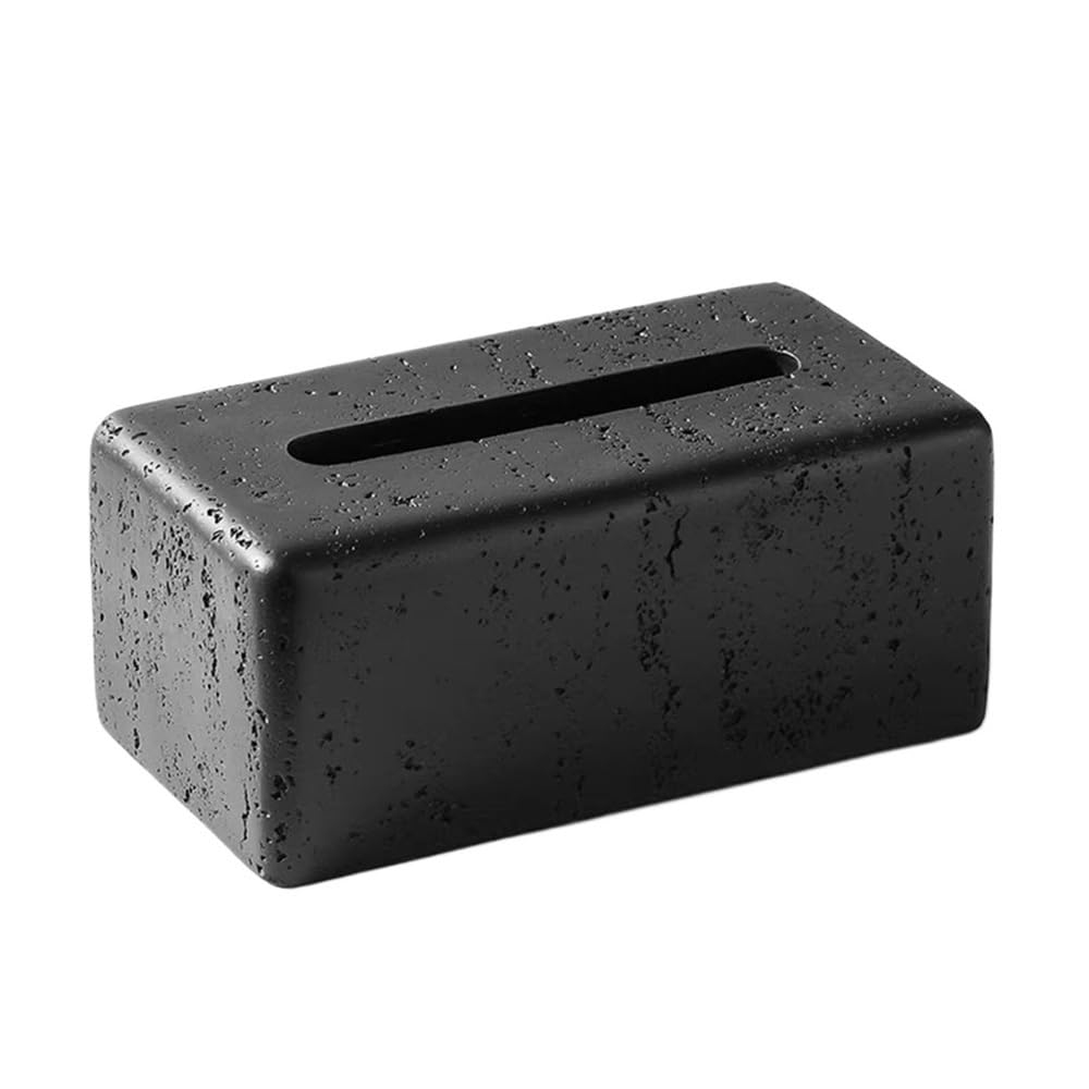 Tissue Holder Dispenser Tissue Box Rectangle Home Living Room Coffee Table Ceramic Black for Living Room