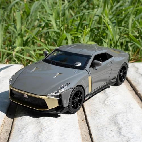 Image of 1:32 Nissan GTR50 Model Car, Diecast Collectible Pull Back Toy Car with Sound and Light for Adults, Kids, Boys, and Girls, Gift (Grey)