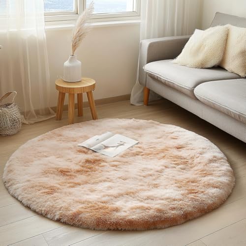Tenekee Round Rugs for Bedrooms Fluffy Living Room Circle Area Rug