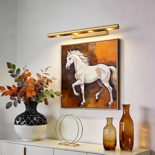 Image of 24 inch Hardwired Picture Light for Wall Brass Picture Art Gallery Light, Dimmable Library Light, 270 Picture Frame Light Art Deco for Museum,Library,Living Room,Bedroom
