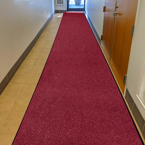 Image of MaxMat Extra Large Commercial Door Mat, Rubber Border Heavy Duty Door Mat, Waterproof, Low-Profile, Easy to Clean, Rubber Entry Mat. (Red, 3 x 16 Feet)