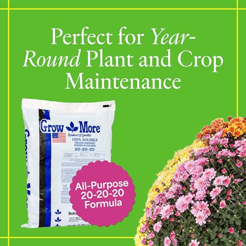 Image of Grow More 20-20-20 Water Soluble Fertilizer - 25lb Bag of All Purpose Fertilizer for Exceptional Crop Yields - All Purpose Plant Food for Vegetables, Flowers, Trees, Shrubs, and Houseplants