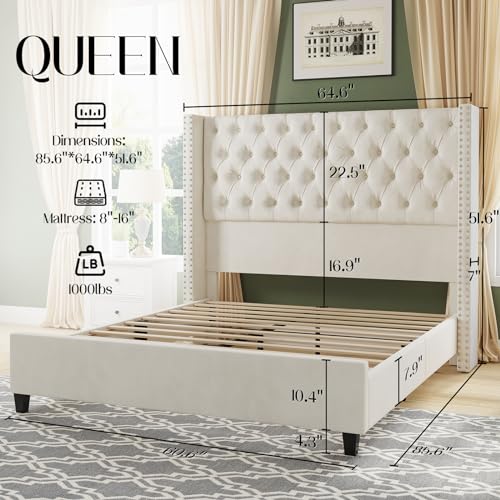 Jocisland BHB015-CA Queen Upholstered Bed Frame thumb #1