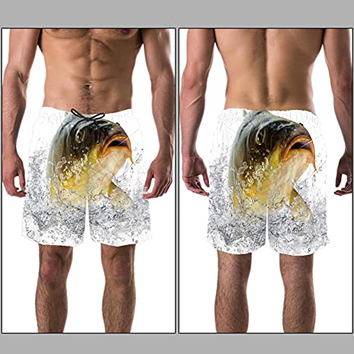 Short de bain pour homme multicolore et extensible Hooked Fish doublé maille
