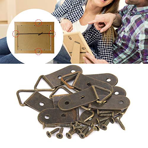 Image of 50 Sets Picture Hangers Kit with Screws, D Ring Picture Hangers Picture Frames Double Holes Clasp Picture Hanging Hardware Picture Hooks Picture Hang Solutions for Clock, Paintings (E)
