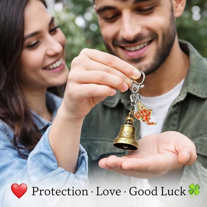 Image of Guardian Bell Keychain for Bike & Car | Tibetan Metal Evil Eye Bell | Good Luck & Protection Charm | Heavy Premium Key Ring for Riders & Vehicles
