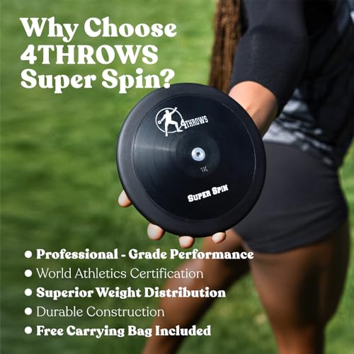 image for 4THROWS Super Spin Sports Training Discus with 85% Rim Weight with IAA