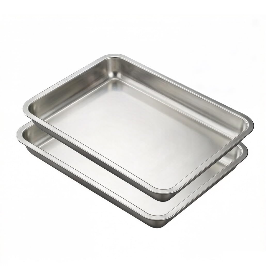 Juego de 1 2 4 6 bandeja for hornear galletas, bandeja rectangular acero inoxidable for hornear, bandeja for horno for cocina, cocina, mesa al aire libre, carrito(2pcs,58x36.5x9cm/22.8x14.4x3.5")