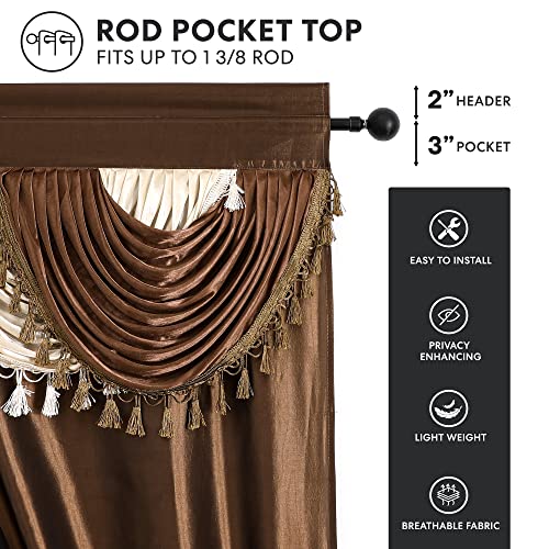 Regal Home Collections Amore Curtains 5-Piece Window Curtain Set - 54-Inch W X 84-Inch L Panels With Attached Valance And 2 Tiebacks - Bedroom Curtains And Living Room Curtains (Brown) #TOP2