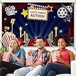 Movie Theme Party Decorations Supplies, Large Fabric Backdrop for Movie Night Birthday Party Event Awards Night Ceremony Photo Photography Booth Background, 72.8 x 43.3 Inch - Image 4