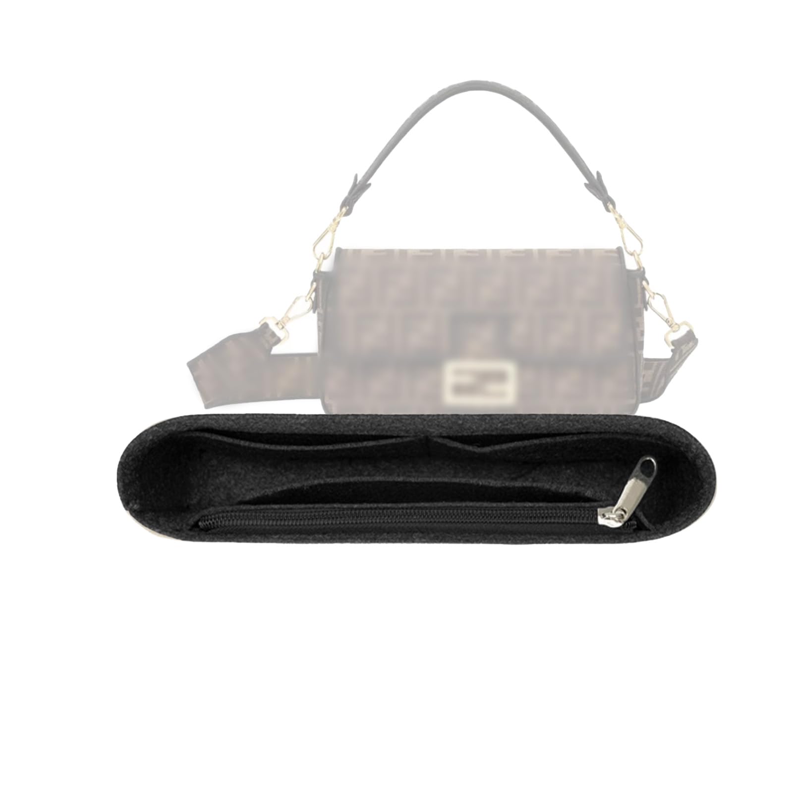 Lckaey Organizador de fieltro para bolso de baguette FENDI inserto para bolso fendi organizador baguette Y090black-L
