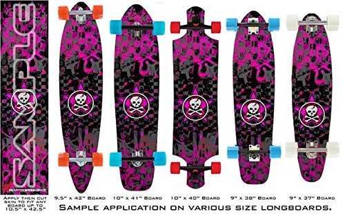 Star Skull Pink - Decal Style Vinyl Wrap Skin fits Longboard Skateboards up to 10