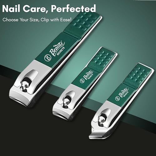Beauté Secrets - Nail Cutter Set, Ultra Sharp Sturdy Fingernail Toenail Clipper Nail Clipper with Glass file 16 Pcs set for men women adult nail cutter set for Thick Toenails &... - Image 2