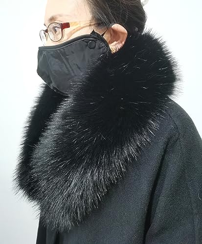 Real animal Collar Women Scarf Raccoon hair Collar Head Hat Men Universal Collar black2