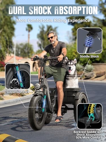 PUCKIPUPPY Dual Battery Electric Tricycle with 110-Mile High