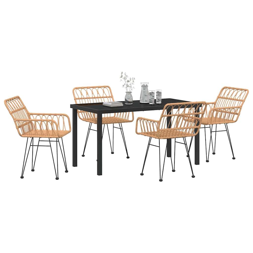 Ensemble de salle à manger pour jardin 5 pcs marron pour terrasse