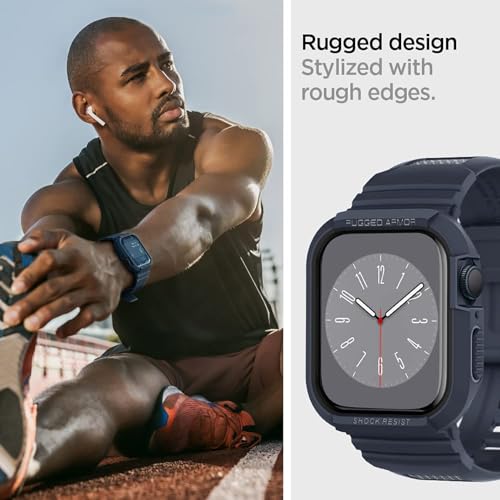 Image of Sounce Rugged Armor Band for Apple Watch 42mm /44mm /45mm /49mm Ultra, Shockproof Protective Case Strap Compatible with Series 8 /7 /6 /5 /4 /3 /2 /SE, Waterproof Dustproof Sport Strap (Blue)