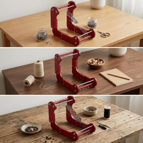 Telar de madera con diseño inclinado para tejer bisutería cómodamente 6