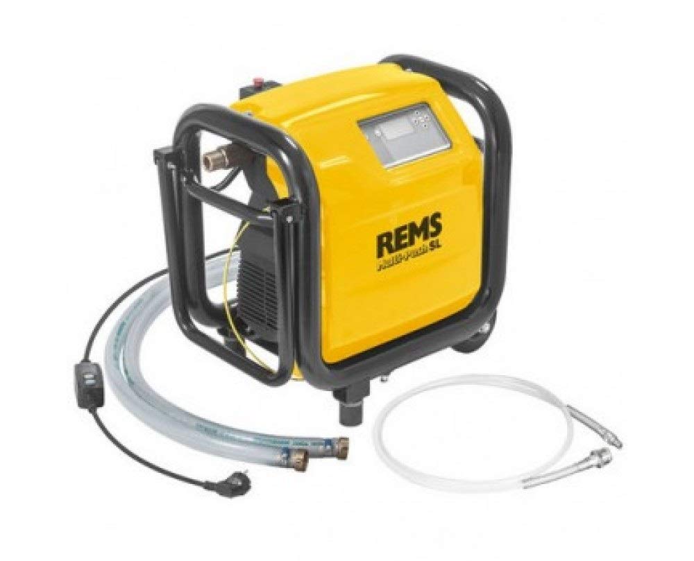 Rems Multi-push SL connected to a complex pipe system for flushing or pressure testing.