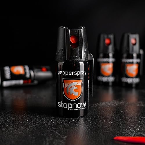 stopnow - 2er Set Pfefferspray & KO-Spray für Selbstverteidigung, Bären & Hunde-Abwehr - Pepper Jet-Sprüh-Strahl - Abwehrspray klein - Tier-Abwehr-Spray, Bärenspray & Verteidigungsspray für Unterwegs