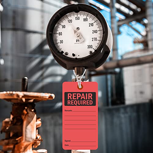 Smartsign Repair Required Tags | 5 3/4" X 3" Fluorescent 13Pt Cardstock Red Color Pack Of 100 #TOP5