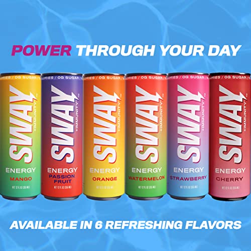 Sway Energy + Immunity Drink, Passion Fruit, 12 Fl Oz (12 Count), 160 Mgs Of Natural Energy, Daily Multi-Vitamin Enriched (A, B6, B12, C, D), Clean Ingredients, 0 Sugar, Low Calorie, Low Carbs #TOP7