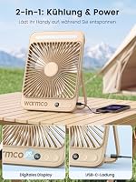 Warmco D4 Akku Camping Ventilator 20000mAh, LED-Lampe, 48 Std. Laufzeit – Ansicht 6