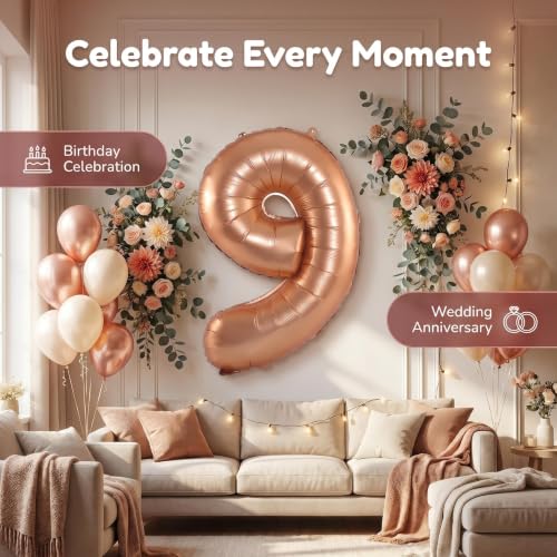 Image of YPSelected 32 Inch Large Foil Helium Number Balloon Birthday Wedding Party 0-9 (Orange, 9)