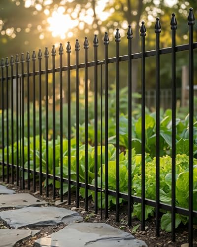 ARIFARO 5 Panels Metal Garden Fence 42" H x 30" W, Decorative Fence Panels